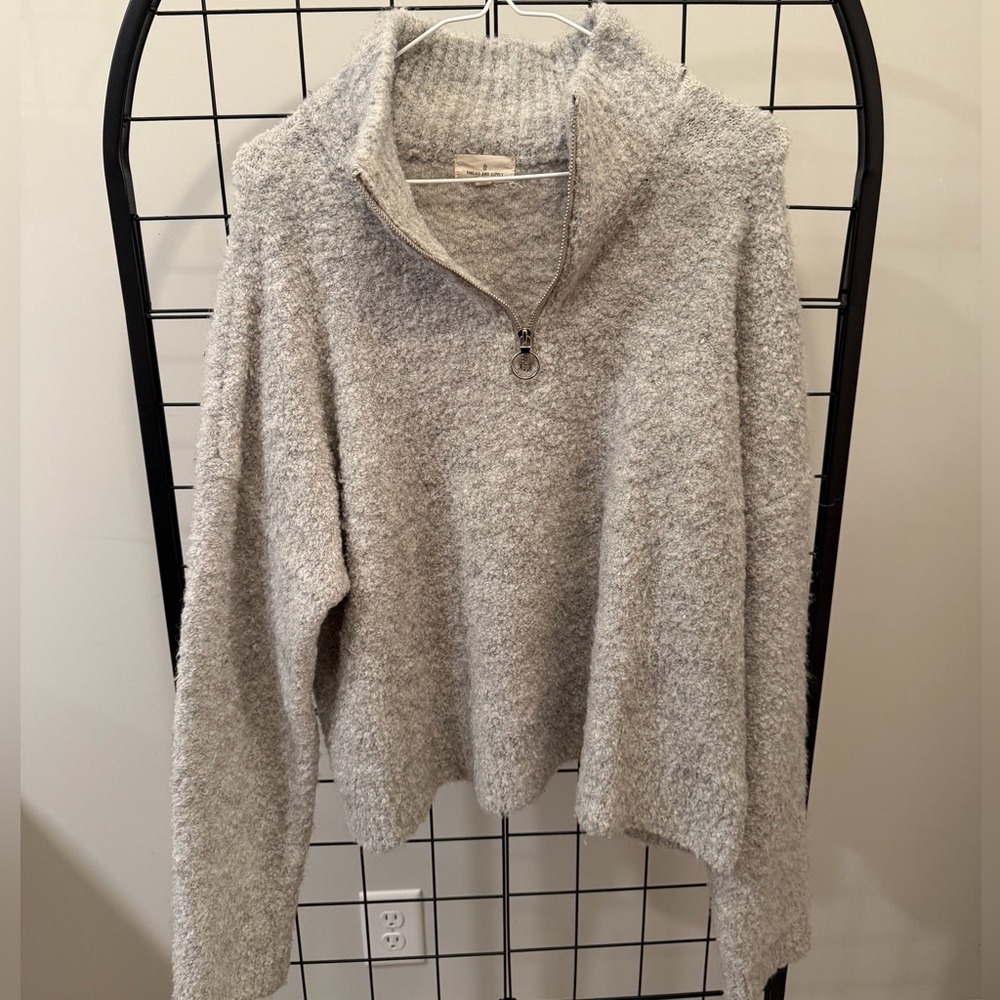 Thread & Supply Light Gray Cowl Neck Sweater